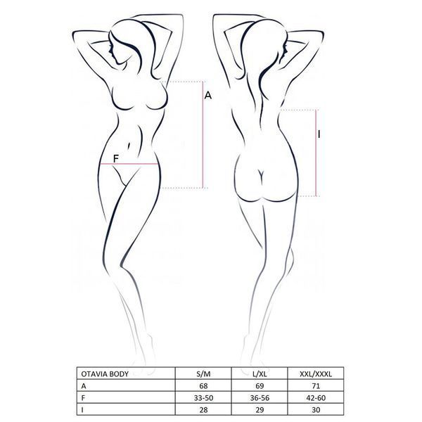 Боди-монокини с глубоким декольте Passion OTAVIA BODY S/M, black EL15702 фото