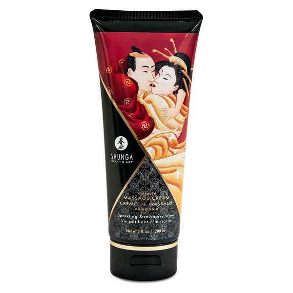 Їстівний масажний крем Shunga Kissable Massage Cream – Sparkling Strawberry Wine (200 мл) SO2506 фото