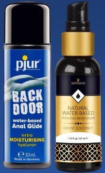 Набор лубрикантов pjur backdoor Comfort water glide 30 мл + Sensuva Natural Water-Based Exotic Coconut. LB403 фото