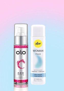 Набор - Лубрикант OLO Warming 60 мл (согревающий) и Лубрикант Pjur Woman Aqua &mdash; 100 мл LB25 фото