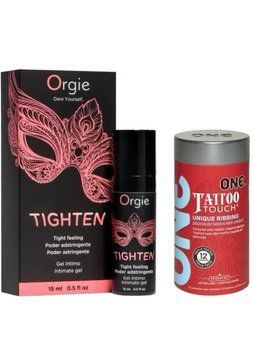 Гель для сужения Orgie &ndash; Tighten (15 мл)+ ONE Tattoo Touch Pack &ndash; 12 шт SOS6728 фото