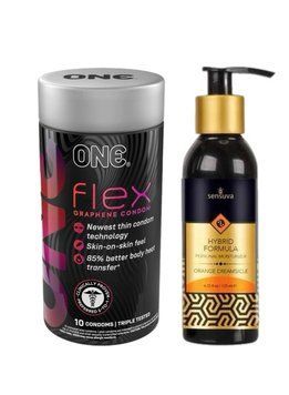 ONE Flex 10 шт + Смазка на водной основе Sensuva Natural Water-Based Orange Creamsicle (125 мл)&nbsp; SOS6400 фото