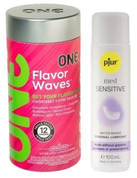 Комплект ONE Flavor Waves 12 штук + Pjur MED Sensitive Glide 100 мл SOS12981 фото