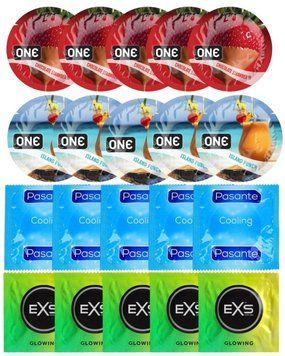 Набор 20 шт ONE Chocolate Strawberry + ONE Island Punch + Pasante Cooling + EXS Glow in the Dark SOS7227 фото