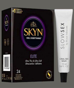 Набір SKYN Elite, 24 шт + Стимулювальний бальзам Bijoux Indiscrets Slow Sex Oral sex balm SOS5283 фото