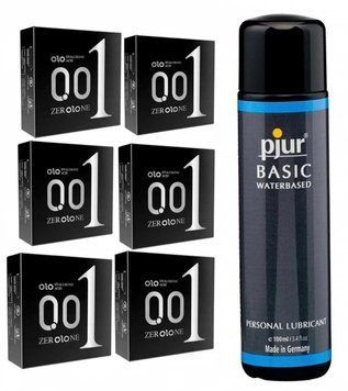 Комплект: pjur Basic waterbased 100мл + OLO Feeling Ultrathin 18 шт. SOS11286 фото