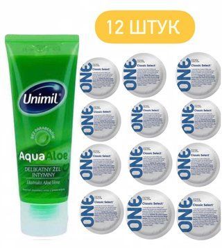 ONE Classic Select 12 шт и Лубрикант Unimil Aqua Aloe 80 мл SOS507 фото