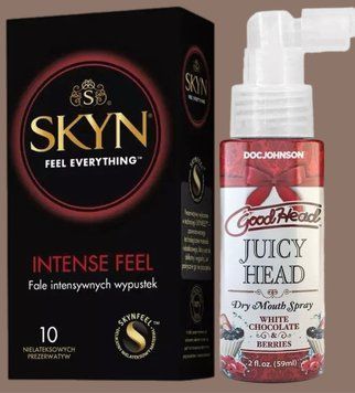 Комплект SKYN Intense Feel 10 шт + Спрей Doc Johnson GoodHead - Juicy Head White Chocolate and Berries 59мл  SOS5669 фото