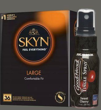 Комплект SKYN Large, 36 шт + Спрей Doc Johnson GoodHead Tingle Spray - Sweet Cherry (29 мл) SOS5428 фото