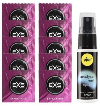 Комплект EXS Extra Thick 10 шт + pjur Analyse Me! (20 мл) SOS14147 фото