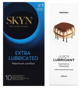 Набор Лубрикант Satisfyer Tasteful Tiramisu 300мл + SKYN Extra Lube 10 шт. SOS12846 фото