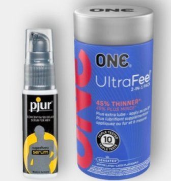 ONE UltraFeel 10 шт - Пролонгатор pjur Superhero Serum 20 мл SOS6302 фото
