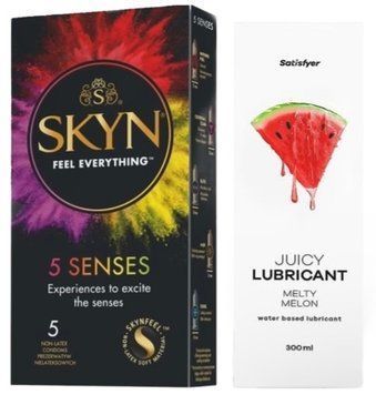Комплект Лубрикант Satisfyer Juicy Melty Melon 300 мл + SKYN 5 Senses SOS12931 фото