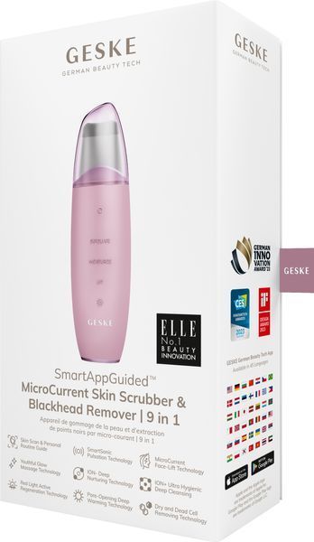 Микротоковый скраббер для кожи и устранение черных точек GESKE MicroCurrent Skin Scrubber&Blackhead Remover 9в1 pink HB0148 фото