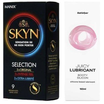 Комплект Лубрикант Satisfyer Juicy Lubricant Booty Silicon 150 мл + SKYN Selection 9 шт SOS12678 фото