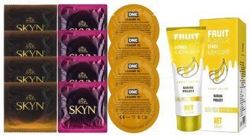 Комплект: Лубрикант OLO Banana (120 мл) + 8 шт SKYN + 4 шт ONE 𝐎𝐍𝐄 𝐋𝐞𝐠𝐞𝐧𝐝 𝐗𝐋 SOS10504 фото