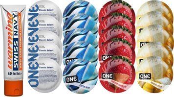 Набор из Swiss Navy Warming 10мл + ONE Classic + ONE Mint + ONEChocolateStrawberry + ONEBanana SOS8599 фото