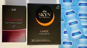 Набор 46 шт SKYN Large &ndash; Pasante Cooling + Жидкий вибратор Intt Vibration Cotton Candy (15 мл) SOS1512 фото