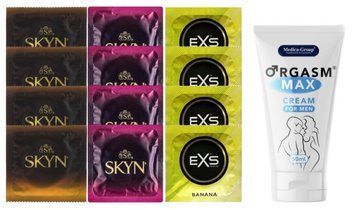 Комплект: Пролонгатор Medica-Group Orgasm Max 50 мл + 8 шт SKYN + 4 шт EXS Banana SOS10946 фото