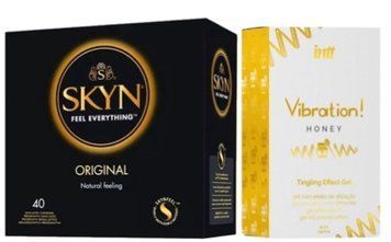 SKYN ORIGINAL 40 шт + Intt Vibration Honey (15 мл) SOS7077 фото