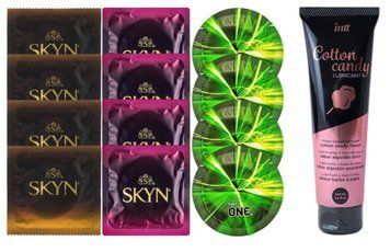 Комплект: Лубрикант Intt Cotton Candy (100 мл) + 8 шт. SKYN + 4 шт. One Glowing Pleasures SOS10426 фото