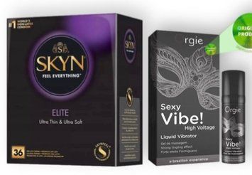 Skyn Elite 36 шт + SEXY VIBE найвищий рівень вібраціі, 15 мл ORGIE SOS7128 фото