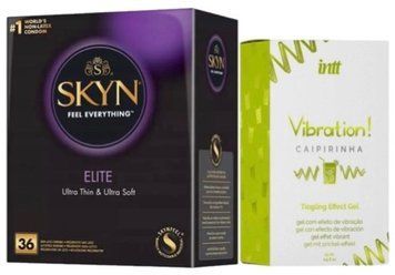 Набір з SKYN Elite 36 шт + Рідкий вібратор Intt Vibration Caipirinha (15 мл) SOS10224 фото