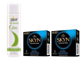 Набор: SKYN Extra Lube - 3x2 (6 шт) и Лубрикант Pjur Woman Aloe &mdash; 100 мл SOS914 фото