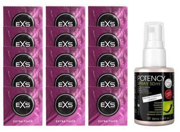 Комплект EXS Extra Thick 15 шт + LOVELY LOVERS POTENCY Spray SOS14728 фото