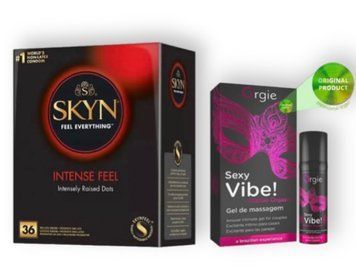 Skyn Intense feel 36 штук + SEXY VIBE вібрація 15 мл ORGIE SOS6793 фото