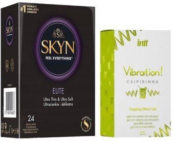 Набір з SKYN Elite (24 шт) + Рідкий вібратор Intt Vibration Caipirinha (15 мл)  SOS10124 фото