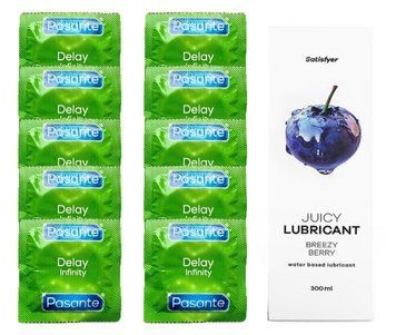 Набір: Pasante Delay Infinity 10 шт. + Лубрикант Satisfyer Breezy Berry 300 мл SOS12026 фото