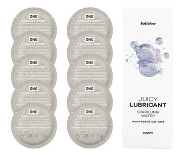 Комплект 𝐎𝐍𝐄 𝐃𝐨𝐦𝐞 10 шт. + Лубрикант Satisfyer Juicy Lubricant Sparkling Water (300 мл) SOS12226 фото