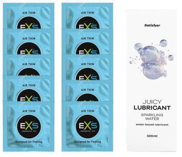 Набор: EXS Air Thin 10 шт. + Лубрикант Satisfyer Sparkling Water 300 мл SOS11185 фото