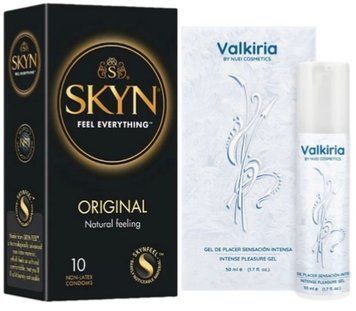 Набір з SKYN Original (10 шт)   + бальзам вібратор VALKIRIA Cooling Orgasm Gel (50 мл) від Nuei SOS9878 фото