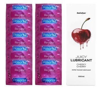 Комплект Pasante Regular 10 шт. + Лубрикант Satisfyer Juicy Lubricant Cheeky Cherry (300 мл) SOS12126 фото