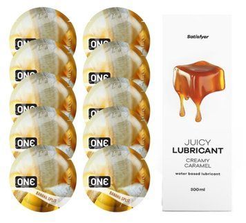 ONE Banana Split 10шт. + Лубрикант Satisfyer Creamy Caramel 300 мл SOS12477 фото