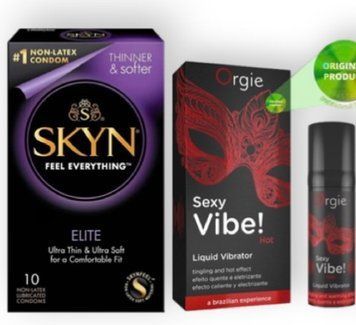 SKYN Elite 10 шт + SEXY VIBE, 15 мл вібрація + зігріваючий ефект ORGIE SOS6893 фото