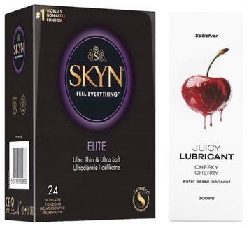 Набір Лубрикант Satisfyer Cheeky Cherry 300 мл + SKYN Elite 24 шт. SOS12796 фото