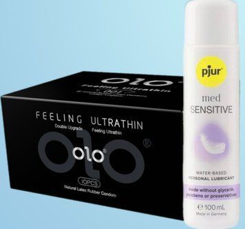 Набор OLO - ультратонкий -001 (10 штук) + Лубрикант pjur MED Sensitive glide 100 мл  SOS4514 фото