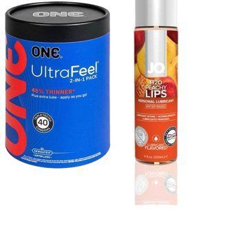 ONE UltraFeel 2-в-1. 40 шт+ Смазка на водной основе System JO H2O &mdash; Peachy Lips (120 мл) SOS6450 фото