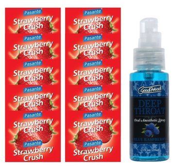 Набор Pasante Strawberry Crush 10 шт. + Doc Johnson Blue Raspberry, 59 мл SOS13972 фото