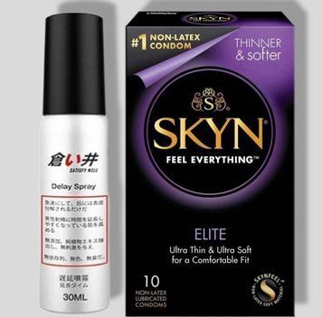 SKYN Elite 10 шт + Пролонгатор OLO 30 мл (спрей) satisfy well SOS5333 фото