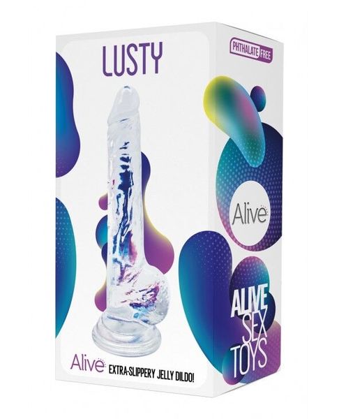 Прозорий фалоімітатор Alive Jelly Dildo Lusty, ТПЕ, присоска, діаметр 3,2см, довжина 18см SO5553 фото