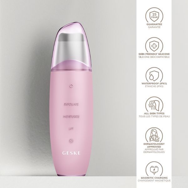 Микротоковый скраббер для кожи и устранение черных точек GESKE MicroCurrent Skin Scrubber&Blackhead Remover 9в1 pink HB0148 фото