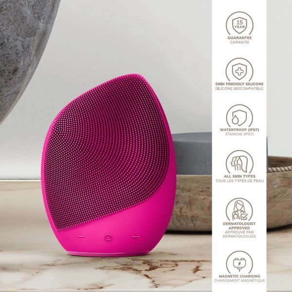 Электронная ультразвуковая щетка для лица GESKE Sonic Facial Brush 5в1 magenta HB0065 фото
