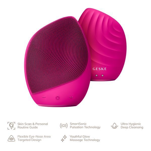 Электронная ультразвуковая щетка для лица GESKE Sonic Facial Brush 5в1 magenta HB0065 фото