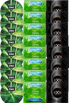 Набор 24 шт One Glowing Pleasures + Delay Infinity + EXS Black Latex SOS7328 фото