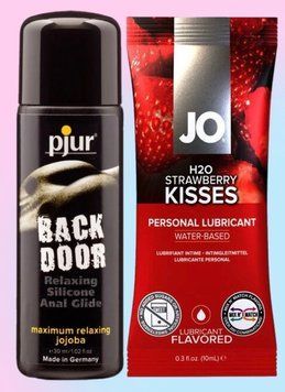 Набор лубрикант pjur backdoor anal Relaxing jojoba silicone 30 мл + Пробник JO H2O - STRAWBERRY (10 мл) LB724 фото