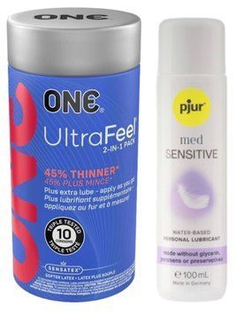 Набор ONE UltraFeel 10 шт + Pjur MED Sensitive Glide 100 мл SOS13082 фото